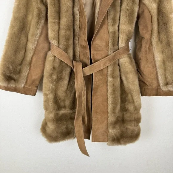 Vintage 70’s Lilli Ann London Leathers Faux Fur Coat With Genuine Leather Trim - Picture 9 of 9